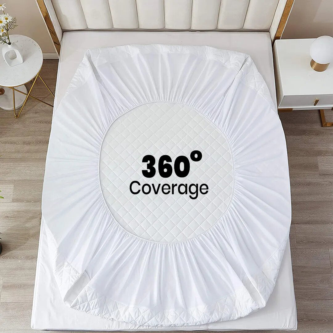 Ultra Soft Cotton Quilted 100% Waterproof Mattress Protector For Double Bed (Brown)