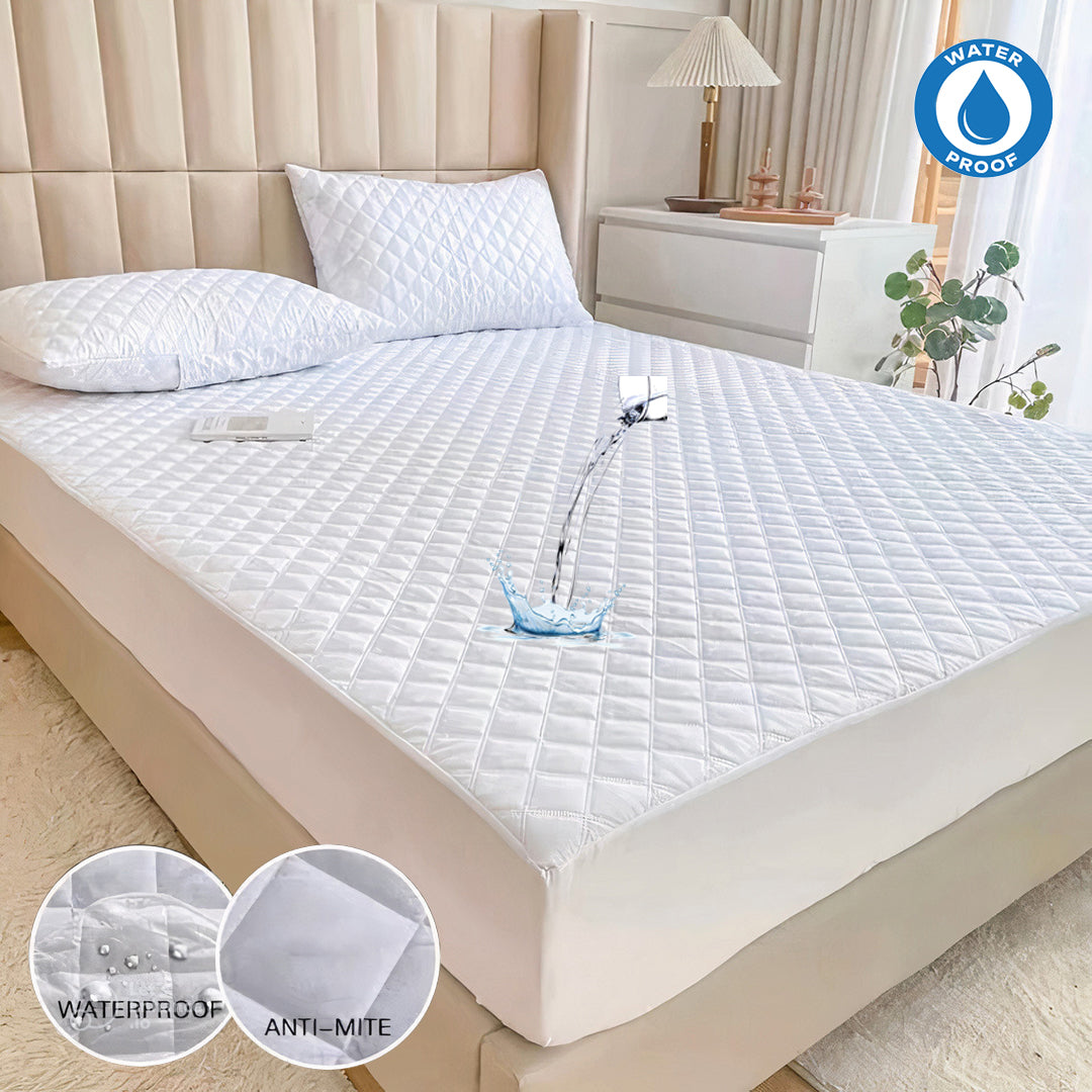 Ultra Soft Cotton Quilted 100% Waterproof Mattress Protector For Double Bed (White)