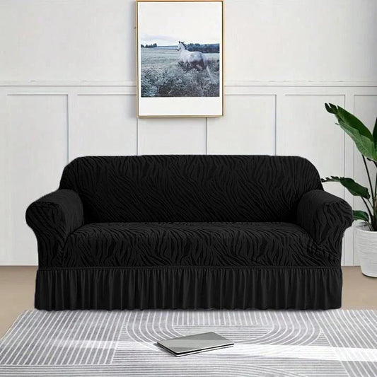 Zebra Velvet Sofa Cover (Black)